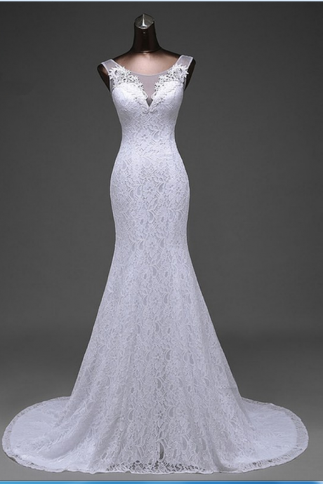 Charming Double Shoulders Mermaid Wedding Dress Lace Wedding Dress Bridal dress