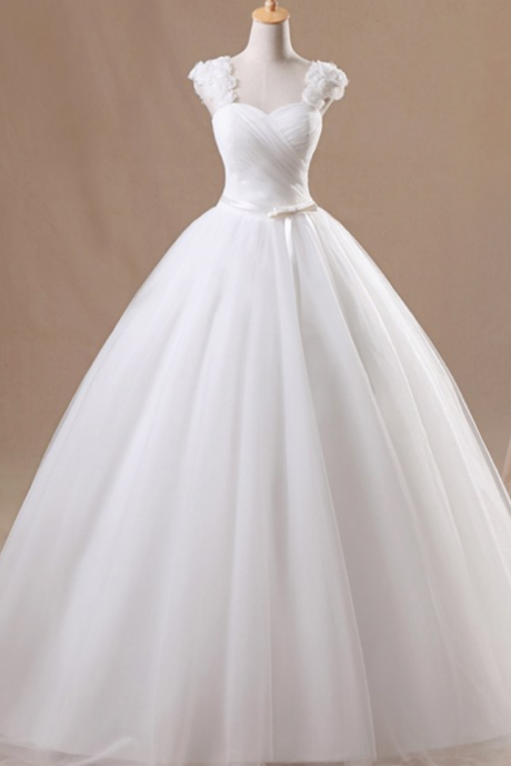 Beautiful Princess Wedding Dress Double Shoulders Charming Bridal Dress 