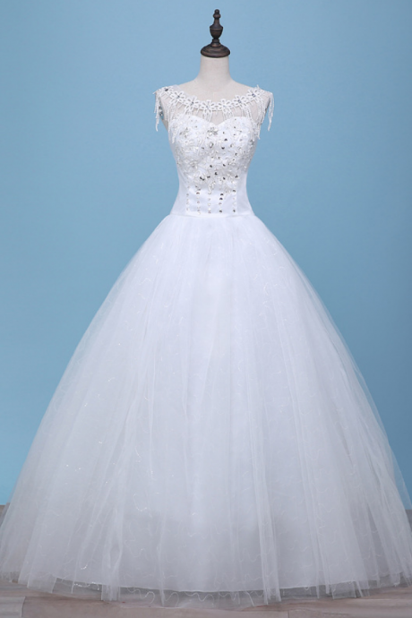 New White/Ivory Lace Beaded sequins Bridal Gown Wedding Dress 