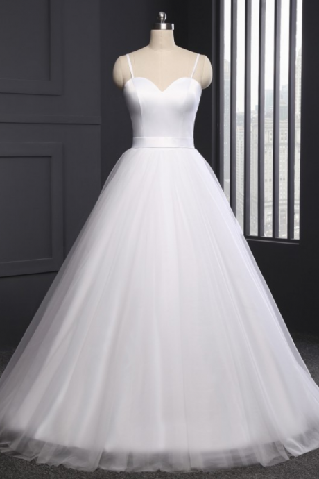  Spaghetti Strap Beach Wedding Dresses Vestido Noiva Praia Simple White Tulle Casamento Bridal Gowns Custom Made
