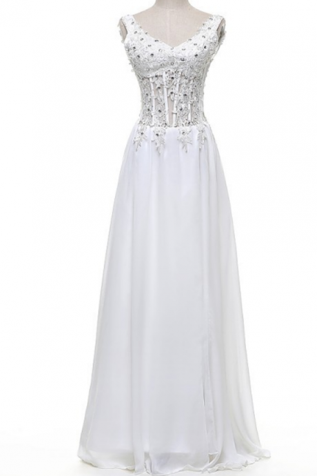 A Long White Gown With A Long Gown Prom Dresses