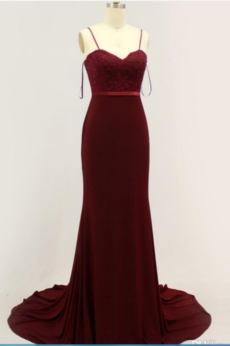 Real Sample Mermaid Prom Dresses Sweetheart Off Shoulder Lace Appliques With Sashes Burgundy Colors Bridal Bridesmaid Dresses