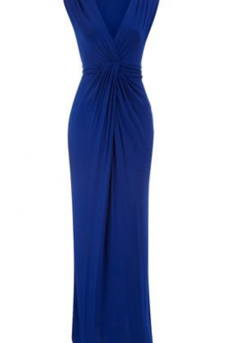 Royal Blue Prom Dress,pleated Prom Dress,maxi Prom Dress,fashion Prom Dress,sexy Party Dress, Style Evening Dress