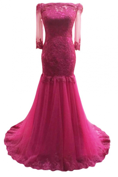 Red Rose Festival Dress Open Evening Gown Appliques Fine Gauze Gown Luxury Long Sleeve Evening Dress