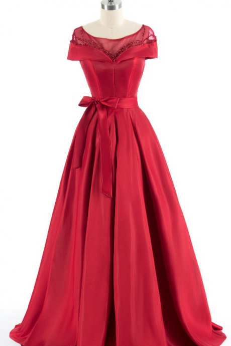 Red Shoulder Evening Dress Luxury Intermittently Long Bridge Wear Evening Dress