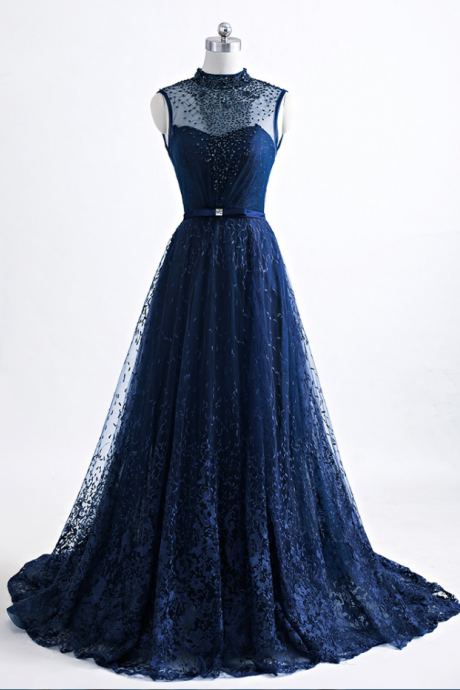The blue evening dress open-air party formal dress! Sleeveless veils a party dress