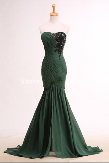 Actual Crystal Foil Sample Open Evening Dress Mermaid Dress Back Green Festival Dress Formal Party Dress