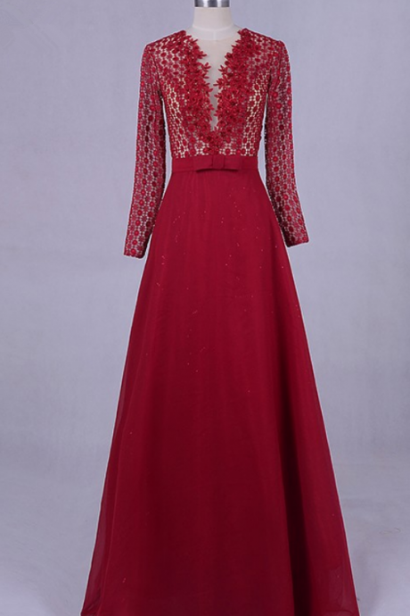 The long evening Arab long-sleeved outdoor dress, red dress married mother silk evening gown