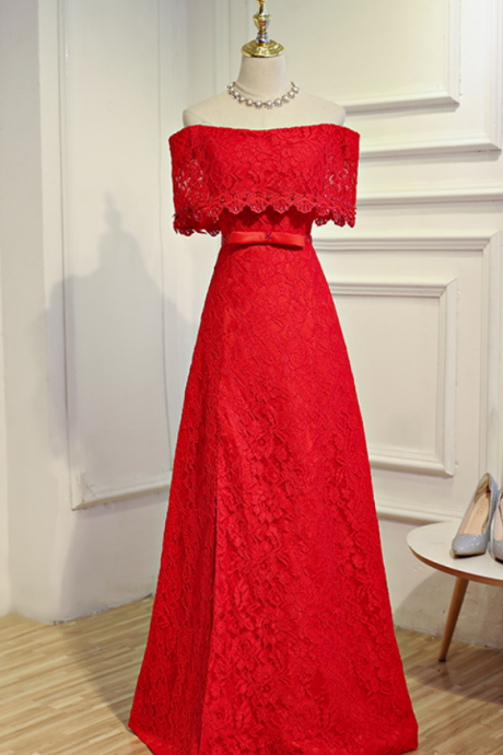 Using The Method Dentelle - Tire Up Long Red Dress Color Party Dress
