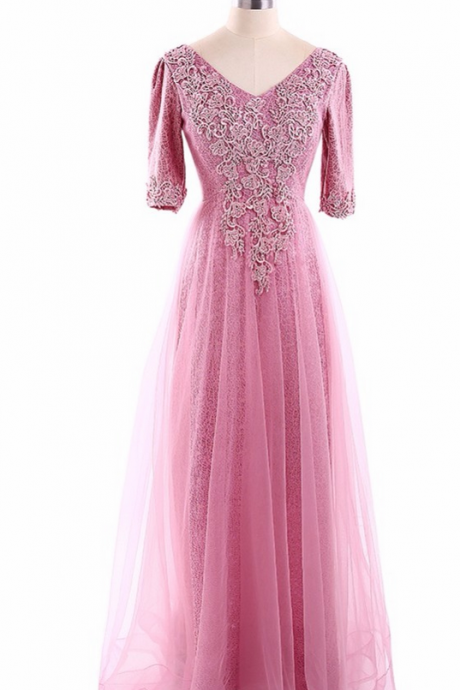 Real Image Of One And A Half Line Fine Gauze Party Appliques Teamed Up Layer Is Sleeve Length Ball Gown Evening Gown