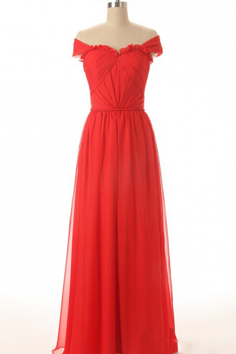 New Arrival Off Shoulder Tulle Red Prom Dress,Floor Length Evening Dress,Formal Dress