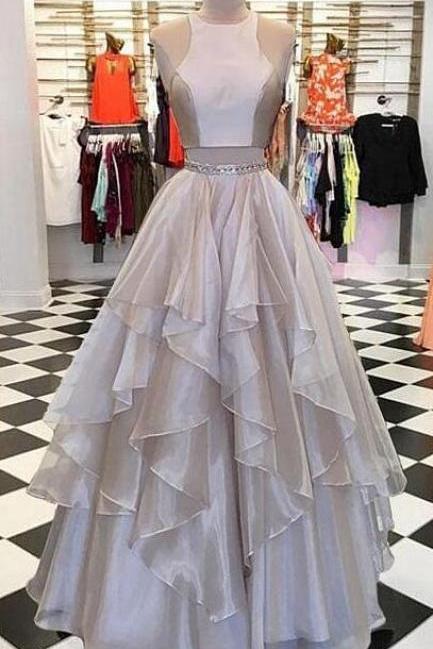 Chiffon Prom Dress,long Prom Dress,a Line Prom Dress,sexy Prom Dress,two Pieces Long Prom Dress, Evening Dress ,