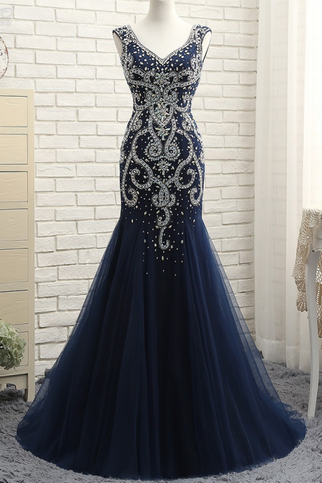 Same Real Photo Backless Mermaid Evening Dresses ,