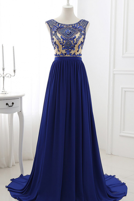 Royal Blue A-Line Prom Dress,Long Prom Dresses,Prom Dresses,Evening Dress, Evening Dresses,Prom Gowns, Formal Women Dress
