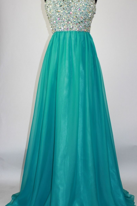 Teal Prom Dresses Long Elegant Strapless Beaded Evening Gowns - Formal Dresses, Party Dress