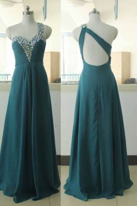 Teal Prom Dress,one Shoulder Prom Dress,long Prom Dress