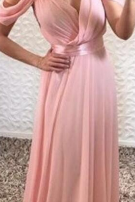 Off Shoulder Pink Prom Dress,chiffon Prom Dresses, Sexy Evening Party Dresses, Formal Dresses