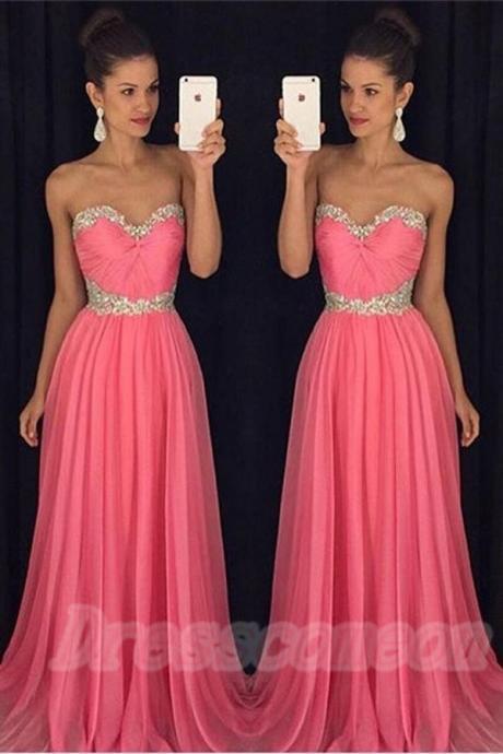 Sweetheart Red Prom Dresses,beading Chiffon Prom Gowns,pretty Prom Dress For Girls,cute Dresses,graduation Dresses