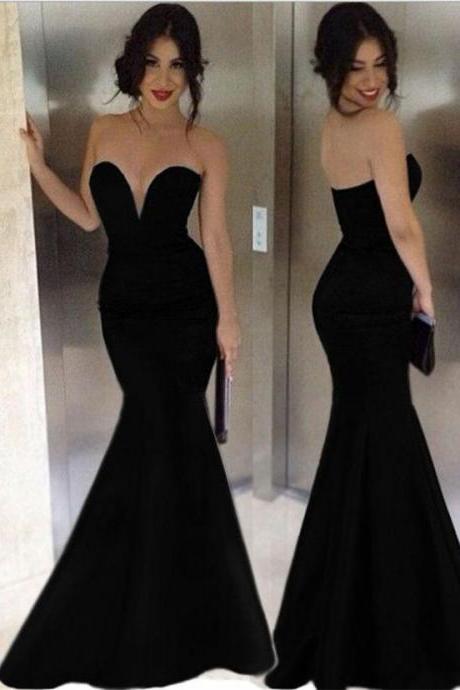 Simple Handmade Prom Dresses,mermaid Strapless Prom Gowns,real Sexy Long Prom Dress,charming Evening Dresses