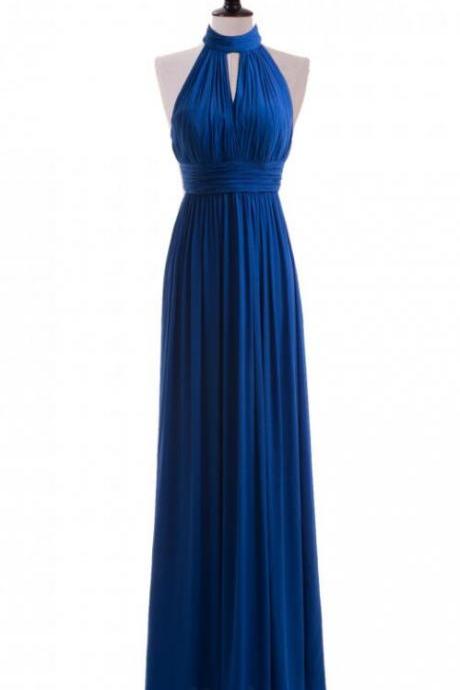 Royal Blue Prom Dress,a Line Halter Prom Dress, Prom Dress,neckline Royal Blue Bridesmaid Dress, Long Formal Dress