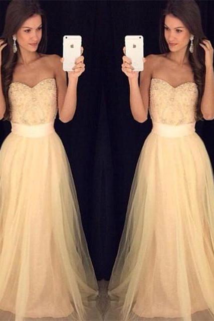 Elegant Crystal Prom Dresses,sweetheart Evening Dress,beadings Dress