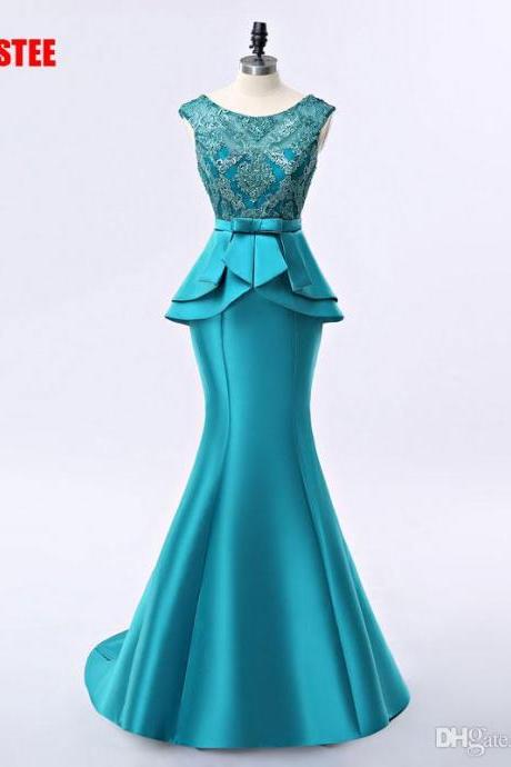 Elegant Long Dress Evening Dresses Prom Party Vestido De Noiva Formal Appliques Crystal Lace-up Long Style