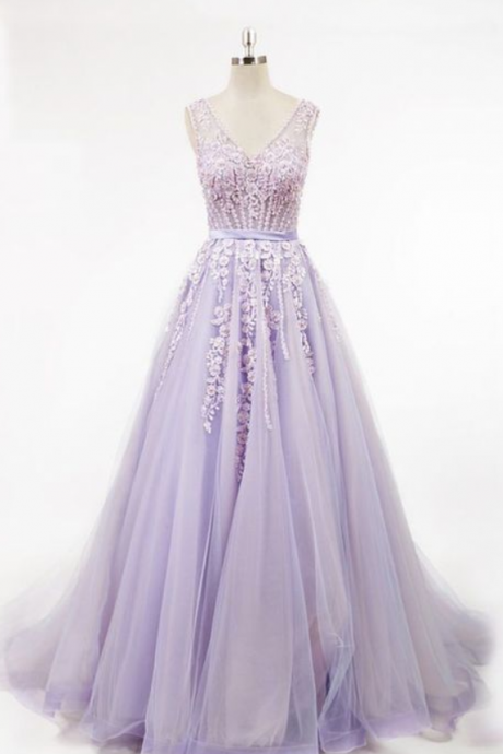 Gorgeous Princess V-neck Evening Gowns,sexy Ball Gowns, Custom Made Prom Dress