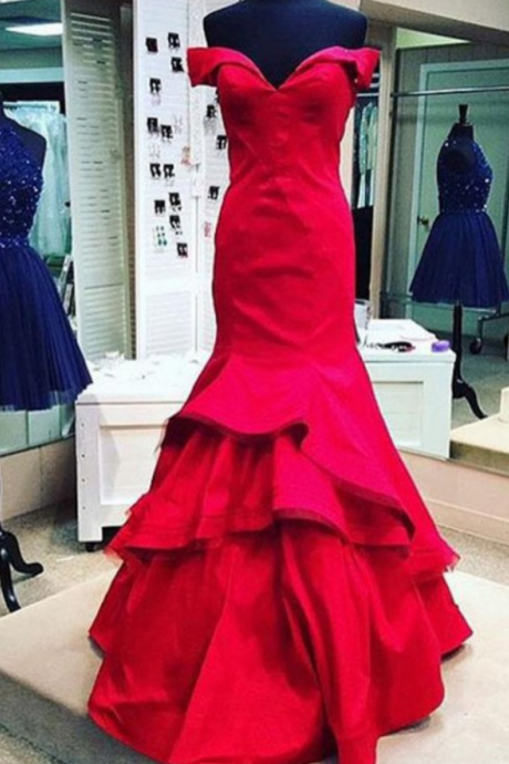 Red Mermaid Prom Dresses, Mermaid Prom Dresses, Evening Dresses Red, Evening Dresses 2018 ,p2129