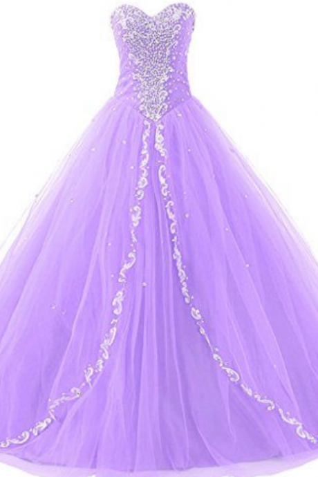 Custom Made Sweetheart Neckline Ruffled Tulle Dress With Rhinestones, Evening Dress, Prom Dresses, Wedding Dress