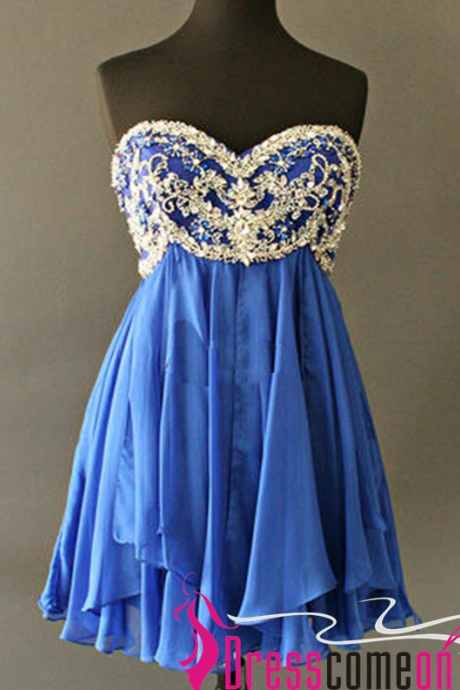 Empire Sweetheart Chiffon Royal Blue Short Homecoming Dresses ,evening Dresses,cocktail Dress,party Dress,formal Dresses