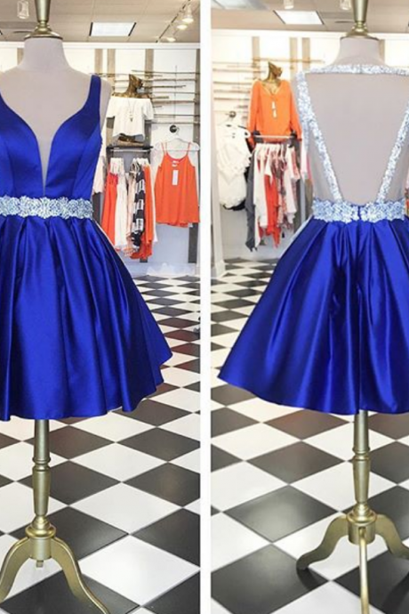  Cute Short Prom Dress Homecoming Dress 2017, Royal Blue Short Prom Dress Homecoming Dress