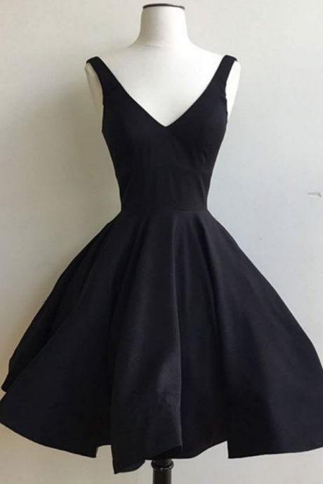  Simple A-line Short Black Prom Dress Homecoming Dress, Little Black Dress