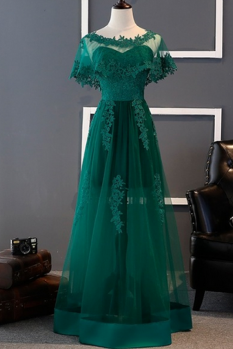 Green Long Lace Prom Dresses , Evening Dress Party For Graduation Prom Dress ,formal Evening Gown,evening Gowns