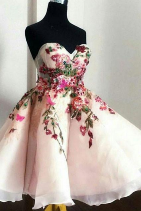 Cute sweetheart applique short prom dress, cute homecoming dress