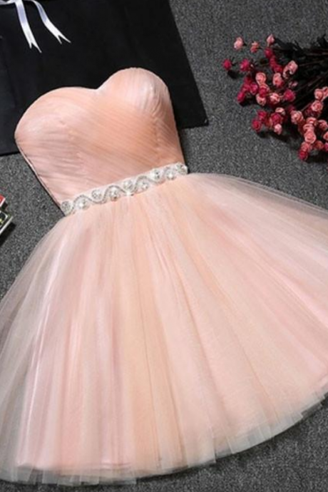  Cute pink short prom dress, pink homecoming dress