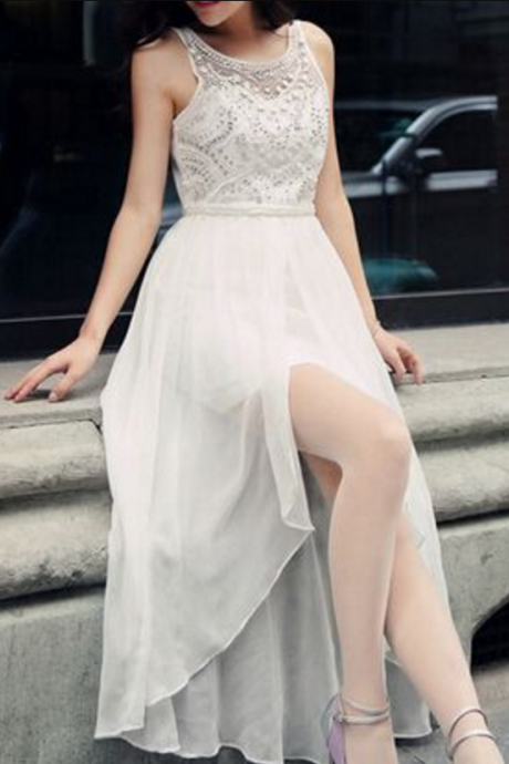 Sexy Prom Dress,sleeveless Chiffon Prom Desse, Evening Dress,long Evening Gowns,formal Dress