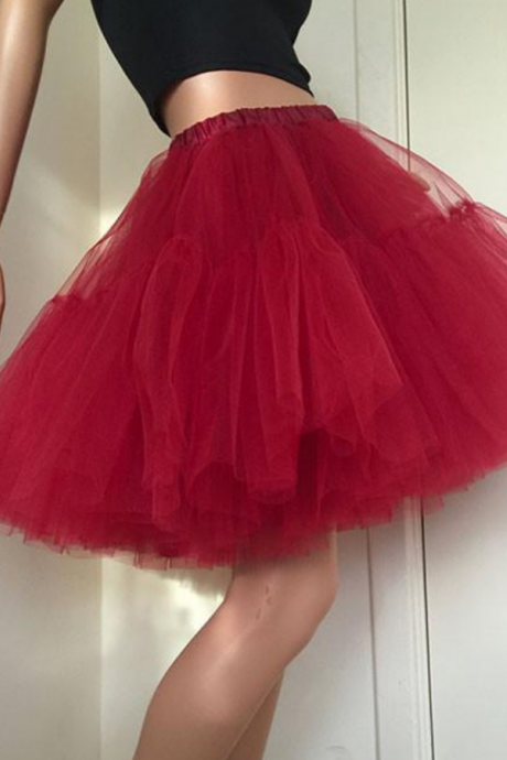 Cute Red Tulle Skirt, Tulle Prom Tulle Skirt, Homecoming Tulle Skirt