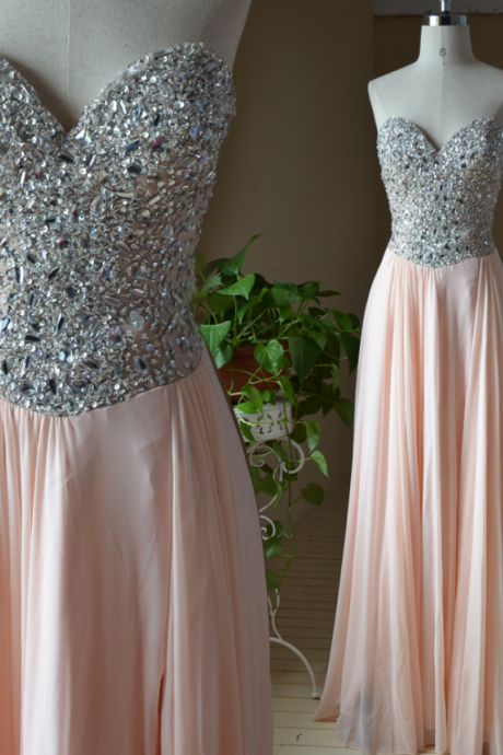 Full Length Sweetheart Prom Dress,beaded Formal Dress,strapless Evening Dress,party Dress