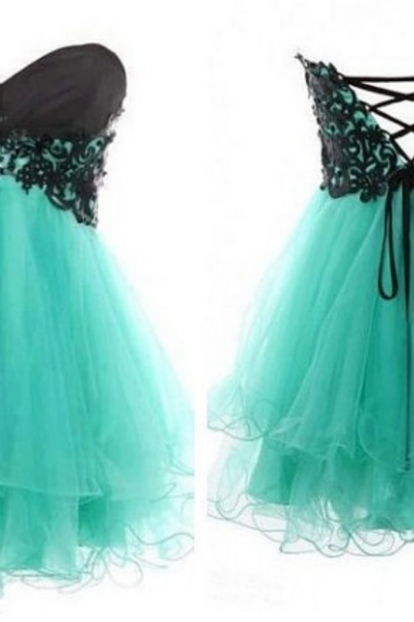 Lace Ball Gown Sweetheart Mini Prom Dress, Short Homecoming Dress, Short Prom Dress, Green Lace Dress, Turquoise Prom Dresses, Turquoise