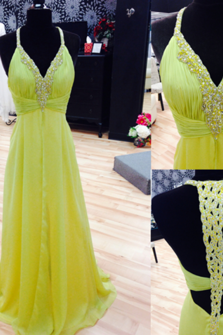  Yellow Prom Dresses,Chiffon Prom Gown,Backless Prom Dresses,Prom Dresses,New Style Prom Gown,2016 Prom Dress,Prom Gowns