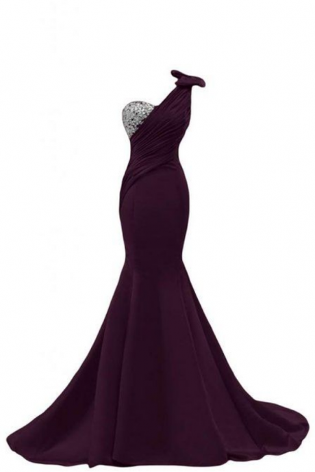 Prom Gown,grape Prom Dresses,one Shoulder Evening Gowns,simple Formal Dresses,one Shoulder Prom Dresses 2016