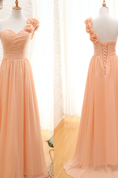 One Shoulder Bridesmaid Gown,Pretty Prom Dresses,Chiffon Prom Gown,Simple Bridesmaid Dress,Cheap Evening Dresses,Fall Wedding Gowns,2016 Beautiful Bridesmaid Gowns