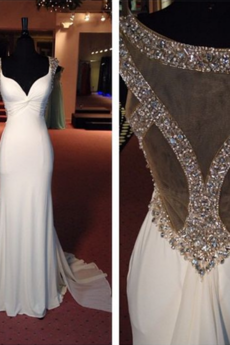 Charming Prom Dress,mermaid Prom Dress,beading Prom Dress,v-neck Evening Dress