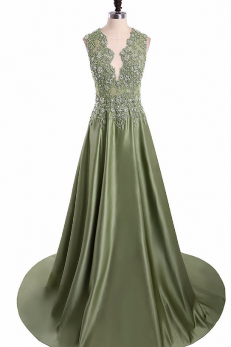 Lace In The Elaborate Foyer And A Long Dress With A Long, Sleeveless Skirt Prom Dress ,women's Formal Evening Gown