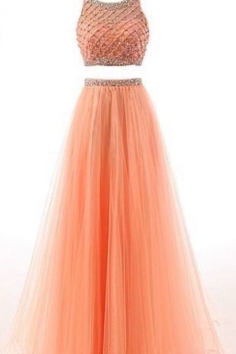 Prom Dress,prom Dress ,two Pieces Prom Dress,long Blush Pink Prom Dresses