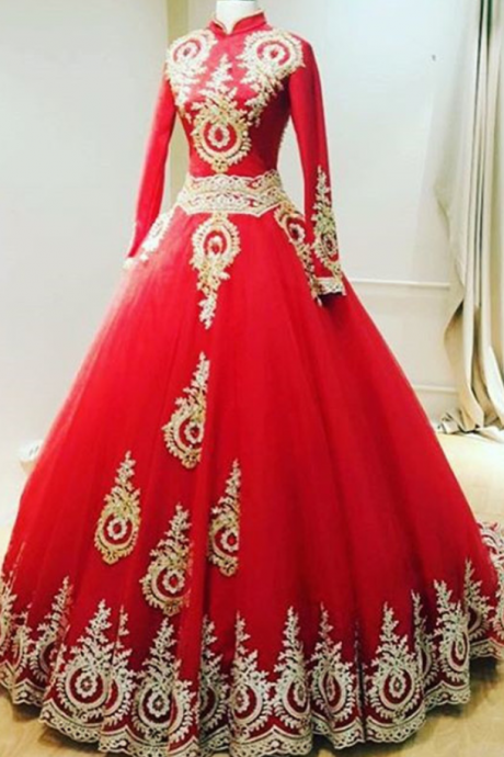 High Neck Wedding Dress,long Sleeves Wedding Gowns,muslim Wedding Dress,arabic Bridal Dress,2017 Vintage Wedding Dress