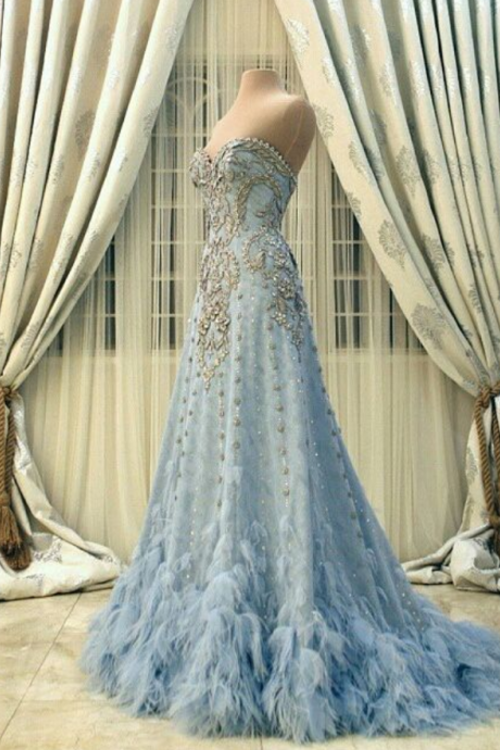  New Arrival Prom Dress,Modest Prom Dress,Flower wedding dress,blue wedding dress,blue wedding dress,wedding dress