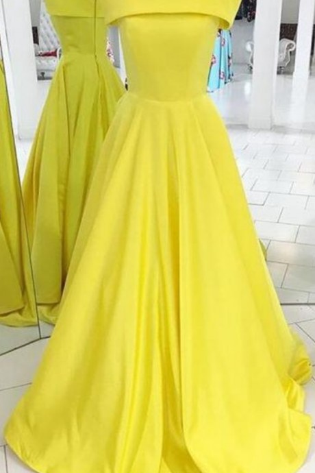  Strapless prom Dress,Floor Length Yellow Satin Formal Occasion Dress,Long Stain Prom Dress