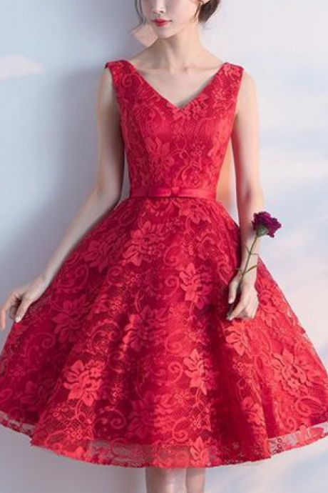 Prom Dresses Short, A-line Prom Dresses, Red Prom Dresses
