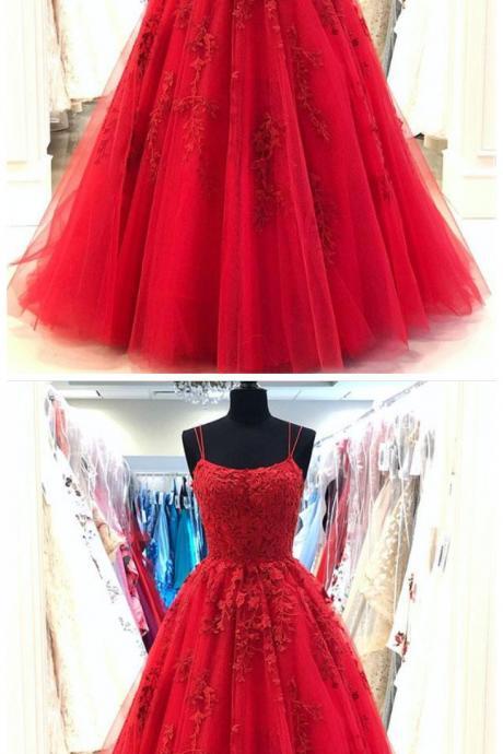 Cute Lace Tulle Long Prom Dress Lace Evening Dress